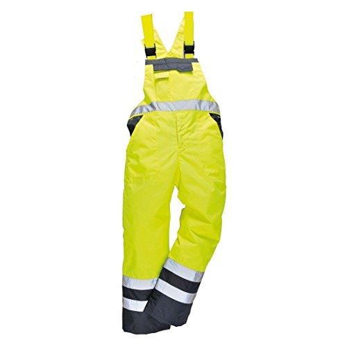 Stormway Men's Hi Vis Contrast Bib and Brace Waterproof Workwear Ulined Dungarees Overall Yellow/Navy Medium