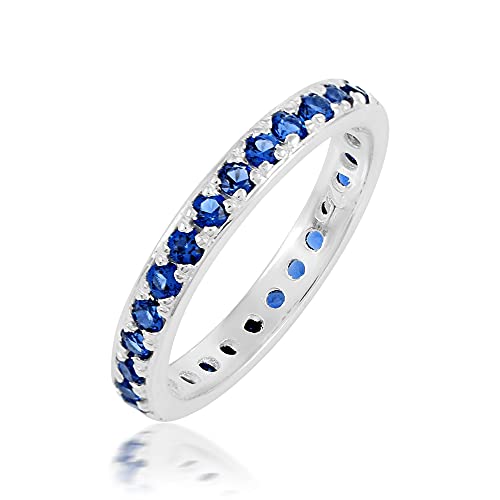 Bague éternité ronde argent sterling 925 empilable avec pierres précieuses de 2.5 mm