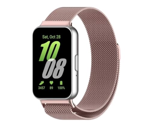 Pulseira Magnética de Metal Milanês para Samsung Galaxy Fit 3 (Rosê, Galaxy Fit3)
