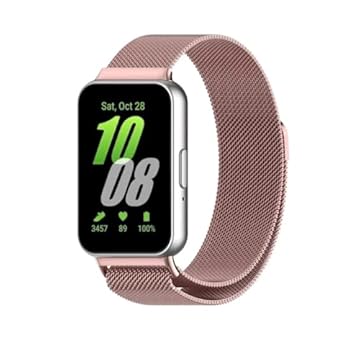 Pulseira Magnética de Metal Milanês para Samsung Galaxy Fit 3 (Rosê, Galaxy Fit3)