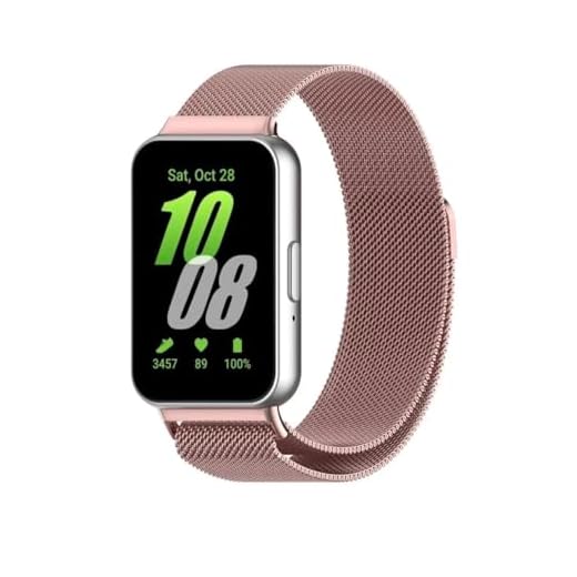 Pulseira Magnética de Metal Milanês para Samsung Galaxy Fit 3 (Rosê, Galaxy Fit3)