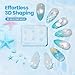 Beetles 3D Gel Nail Art with 3D Mold-2 Pcs Sandy Glow Clear and White Solid Builder Gels for Nails Non-Sticky Sculpting with Dual-Ended Sculpture Pen, Beginner Friendly DIY at Home,UV LED Lamp Needed