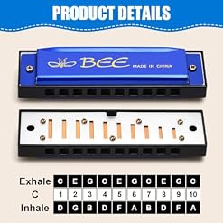 OFFCUP Harmonica Diatonique, 10 Trous Harmonica Blues, 20 tons Diatonique en Do, Harmonica Jouet avec Sac de Rangement pour Débutants Enfants Étudiants Adultes Comme Meilleur Cadeau- Bleu - Les Beatles, Paul McCartney, John Lennon, RIngo Starr, George Harrison OFFCUP Harmonica Diatonique, 10 Trous Harmonica Blues, 20 tons Diatonique en Do, Harmonica Jouet avec Sac de Rangement pour Débutants Enfants Étudiants Adultes Comme Meilleur Cadeau- Bleu – Image 3
