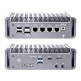 Glovary N6005 Mini PC Fanless Firewall Appliance, 4 x i226V 2.5GbE LAN OPNsense Router, Network Security Hardware, DDR4 32GB RAM 512GB SSD, 4K Triple Display