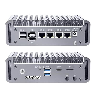 Glovary N6005 Mini PC Fanless Firewall Appliance, 4 x i226V 2.5GbE LAN OPNsense Router, Network Security Hardware, DDR4 32GB RAM 512GB SSD, 4K Triple Display