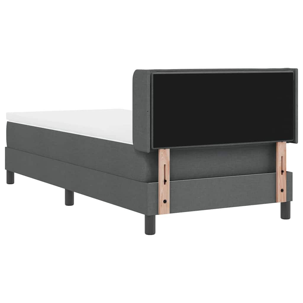Polyester Boxspringbett modernes Design Kiefernholz Grau 200 x 80 cm | Boxspringbett mit Matratze Dunkelgrau 200x80 cm Polsterbett mit verstellbarem Kopfteil, Taschenfederkern-Matratze und Topper,