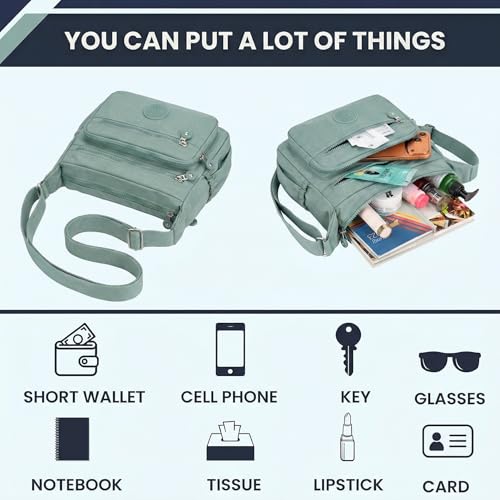 Image of TS WITH TECHSUN Women's Crossbody Sling Bag For Everyday Use, Nylon Shoulder Bag with Zipper Pockets, Adjustable Strap, Water Resistant Handbag for Travel, Shopping