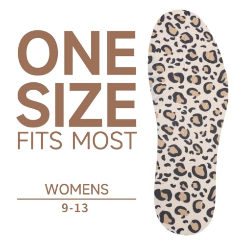 Image of Womens Shoe Insoles Anti Odor Thin Barefoot Inserts Size 9-13 | Breathable,Comfort Sockless Shoe Liner,No Show Socks,Machine Washable,Moisture Control,Cute,Everyday Insoles,Leopard Print