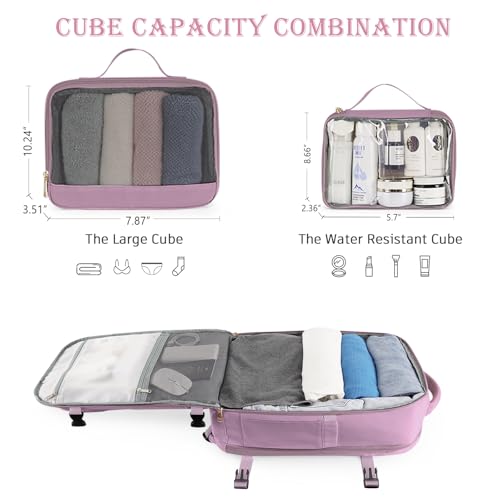 Image of Rinlist Carry on Backpack, Flight-approved Backpack for Traveling, 40L Personal Item Travel Backpack, Purple