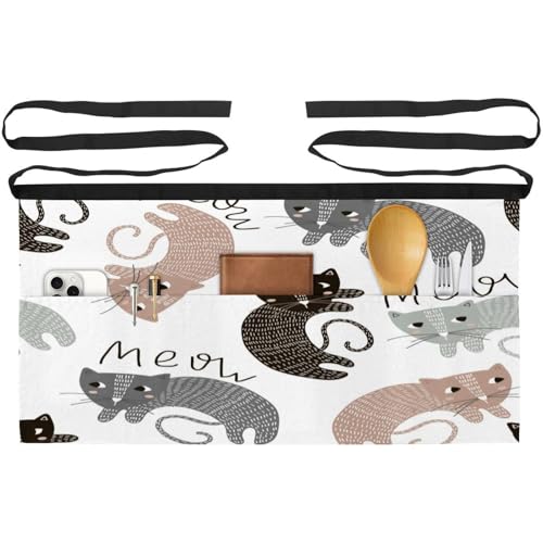 Tablier court de chef pour restaurant demi-tablier cuisine chat lot de 3