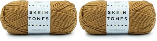 Image of Lion Brand Yarn Basic Stitch ( inchSkein Tones inch) Anti-Pilling Knitting Yarn, Yarn for Crocheting, Cedarwood, 555 Foot (Pack of 2)