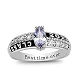 Ccjcinata Customized cubic zirconia Birthstone rings High School class rings for girls and College C