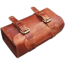 M RUFOUS Tan Leather Motorcycle Tool Bag Buffalo Leather Pannier