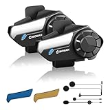 Motorcycle Bluetooth Headsets,MOMAN H2【2 Pack】Wireless Helmet Communication Systems Noise Cancellation Music Play Phone Call Easy Adjustment for Dirt Bike, Motorbike-Bluetooth-Helmet-Intercom-Headset