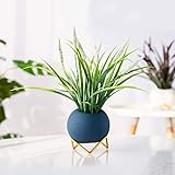 Flower Pots WRJ@ Papyrusgras im Topf, Papyrus Busch Kunst Zimmerpflanzen Ufer Feder, Seidenblumen Dekogras Kunstgras künstliche Pflanzen Solitärgras Ziergras Dekopflanze