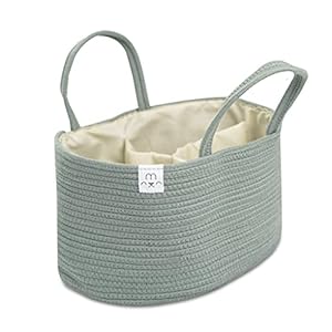 Natemia Cotton Rope Diaper Caddy – Versatile Nursery Basket with Storage Bin for Diapers and Newborn Baby Essentials, Portable Car Organizer, Perfect Baby Shower Present