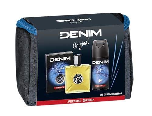 Denim - Regalo para hombre, after shave after shave 100ml y desodorante spray 150ml fragancia original con neceser para hombre