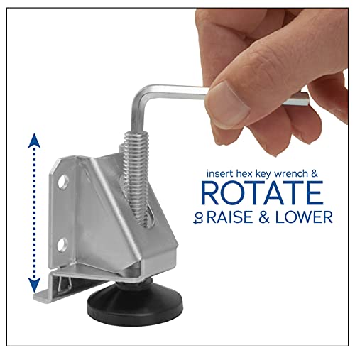Fulton Heavy Duty Adjustable Leveling Feet Ideal for Desks, Tables, Shelving Units, Cabinets and Furniture - Includes 4 Leg Levelers, Side Mount Adjustable Feet Levelers