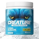 CREATURE® Creatine Complex - Creatine Monohydrate Powder with 5 Types of Creatine Including Con-Crēt® Creatine HCL, Promotes Muscle, Strength, Endurance, Brain Health, Unflavored, 300g 60 Servings