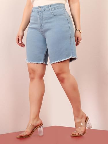Image of Miss Chase A+ Women's Regular High Rise Above Knee Stretchable Denim Shorts & Skirts