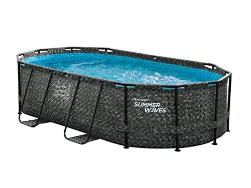 Summer Waves Piscine Tubulaire Active Frame Pool Effet Chevron Ovale 4,24 x 2,50 x 1,00 m