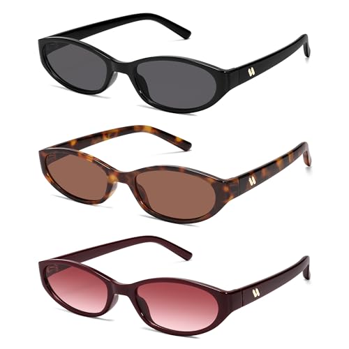 Image of Retro Oval Sunglasses Womens Mens Y2k Trendy Cateye Shades AR82299 | Narrow Round Cute Sunnies,90s 2000s Cool Skinny Frame