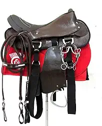 Sela Australiana Marrom Simples para Cavalgada E Passeios Completa Com Manta e Freio Inox