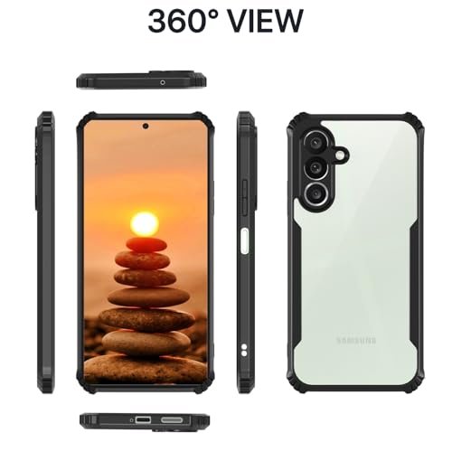 Image of Pikkme Back Cover for Samsung Galaxy M36 5G | Ultra Hyrbid | Full Camera Protection | Raised Edge | Crystal Clear Transparent Bumper Case (Black)