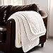 Longhui bedding Acrylic Cable Knit Sherpa Throw Blanket – Thick, Soft, Big, Cozy Ivory White Knitted Fleece Blankets for Couch, Sofa, Bed – Large 50 x 63 Inches Ivory White Coverlet All Season