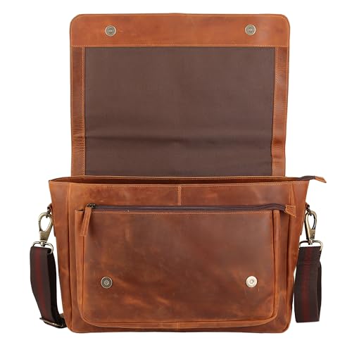 Bolso de mensajero de cuero búfalo artesanal para laptop 16" miniatura 2