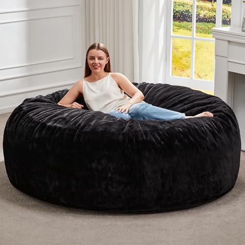 Hobestluk Bean Bag Chair for Adult Giant Beanbag with Filler Black 5FT