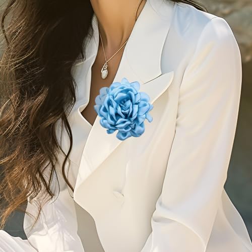 Image of CSIYANJRY99 Dainty Feather & Rose Flower Large Brooch Lapel Pins Delicate Elegant Handmade Flower Brooches Pin Classic for Wedding Party Dance Banquet for Women Dress Suit Ceremony Clothes Accessories Jewelry Valentine's Day Gifts