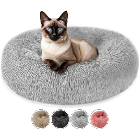 ELyf 50cm Light Grey Donut Cat Bed Cover