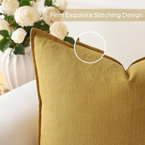 Sungeek Set of 2 Soft Linen Decorative Cushion Covers 40cm x 40cm Solid Farmhouse Throw Pillow Covers Boho Accent Cushion Cases for Sofa Couch Chair Bedroom Home Decor Pillowcases - Image 4