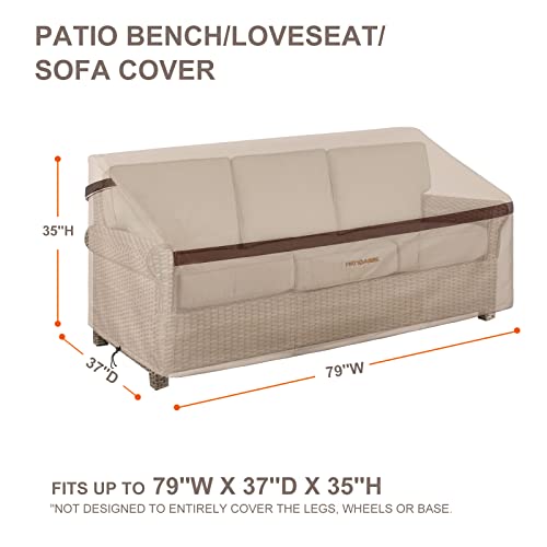 Patio Loveseat Cover Waterproof 3 Seater Outdoor Deep Lounge Sofa Covers 79inch x 37inch x 35inch (L x W x H) Lawn Patio Furniture Covers with Air Vent Beige & Brown - Thumbnail 3