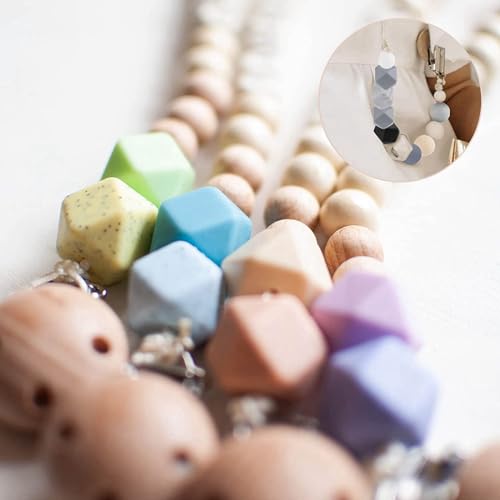 Cuentas de silicona redondas y hexagonales de 200 piezas para manualidades DIY 4