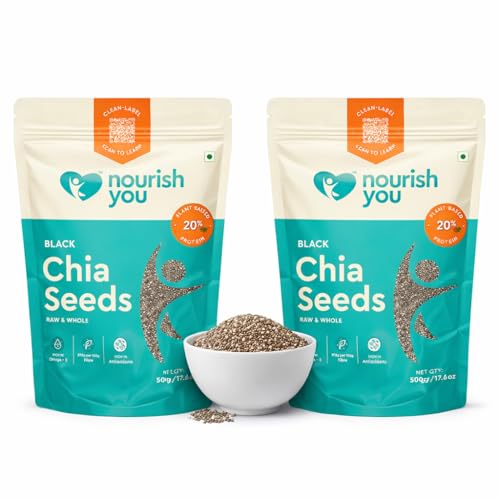 Image of Nourish You Raw & Whole Chia Seeds 1kg Combo Offer Value Pack| Dirt & Stone free | Gluten Free | Source of Calcium, Protein , Dietary Fibre & Antioxidant | Rich with Omega 3 & Zinc | Premium superfoods | 500g X Pack of 2 | Supports Weight Management