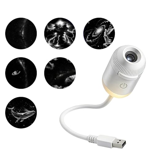 Image of 2-in-1 Galaxy Projector Night Light, Galaxy Light Projector Adults, USB Portable Galaxy Star Projector Night Light for Car and Bedroom, Mini LED Nightlight Wall Lamp (6 Projection Films)