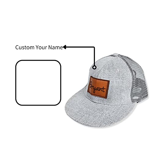 Custom Name Baby Baseball Cap - Personalized Infant Trucker Hat With Leather Patch Toddler Flat Bill Hat For Boys Ball Hat For Baby Kids Adult(Small) #TOP6