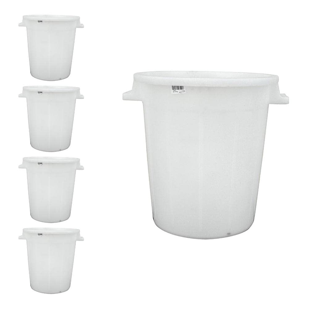 PROREGAL SuperSparSet 5x Kunststoffbehälter | Weiß | 50L | Mehrzweckfass, Kunststoffbehälter, Tonne, Universaltonne
