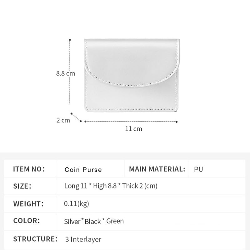 INS Style Minimalist Multifunctional Front Pocket Wallet, Solid Color PU Leather Card Coin Purse, Front Flap Magnetic Closure Women's Credit Card Holder Sliver3