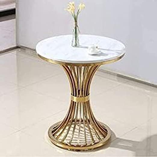 Image of Coffee Table Nesting Set of 2 Side Set Golden Frame Circular and Pattern Wooden Tables, Living Room Bedroom Apartment Modern Industrial Simple Nightstand (damru 2)