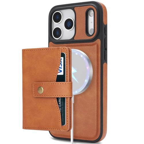 Étui pour iPhone 17 Pro Max en cuir vintage orange avec coque amovible