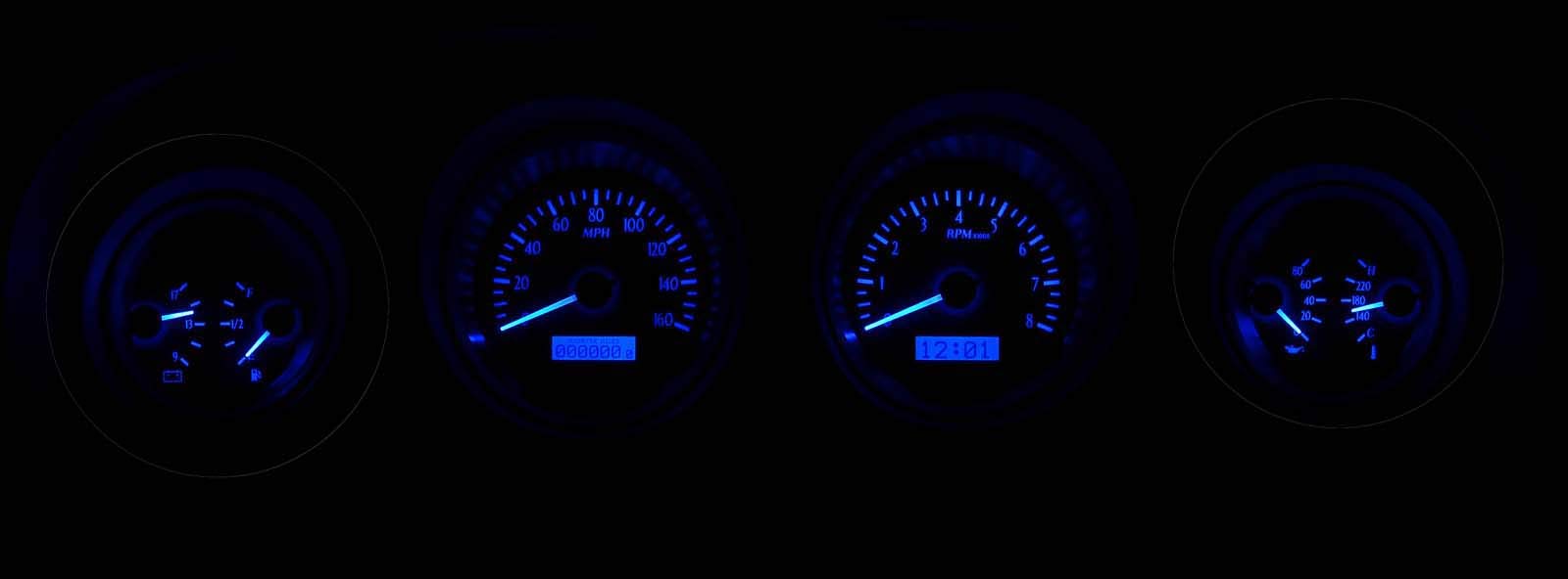 Restoration Performance 1969 Ford Mustang VHX System, Silver Face - Blue Display