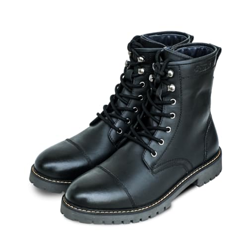 Image of Trip Machine Company Premium Leather Men's Motorcycle Riding Boots - Brute | 3 Point Protection | Ankle, Toe & Heal Protectors | Light Weight | Anti Slip Sole | With Side YKK Zipper | Lifestyle Boots