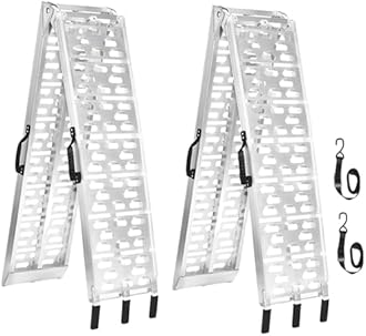 MAXIVAMN ATV Ramps for Pickup Trucks 1500lbs Capacity,MAXIVMAN 7.5 FT Aluminum Loading Ramp Trucks-Truck ATV,Motorcycle,Lawn Mower,Dirt Bike,UTV,2PC- Foldable, Lightweight, Rubber Handles.