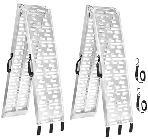 MAXIVMAN 7.5 FT Aluminum Loading Ramps for Pickup Trucks | 1500 lbs Capacity ATV, Motorcycle, Lawn Mower, Dirt Bike, UTV Loading | Foldable, Lightweight with Rubber Handles | 2PC Set
