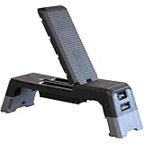 リーディングエッジ トレーニングベンチ デッキ 耐荷重120kg ワンタッチ無段階調整 ステップ台 滑り止め インクライン フラット ゴムチューブ附属 チューブトレーニング