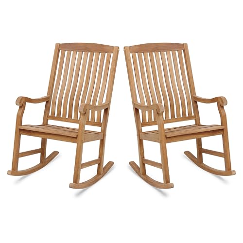 Cambridge Casual Marlow Teak Wood 2 Pieces Porch Rocking Chair Set