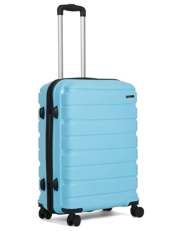 Image of Teakwood Medium Cabin Size 8 Wheels Trolley Bag, Hard Cabin with Zipper Closure, Adjustable Push Button & Cross Side Strap, TSA Lock System 360 Degree (Medium, Sky Blue)